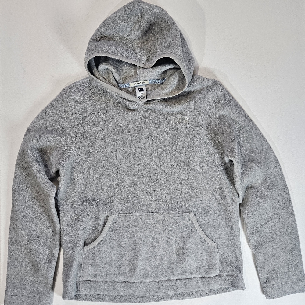 Gap Fleece Hoodie Womens XS Grey Hooded Sweatshirt Stretch Soft Winter Gym Comfy